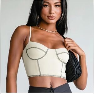 NWOT Princess Polly Leilani Corset Crop Top in Beige US 0